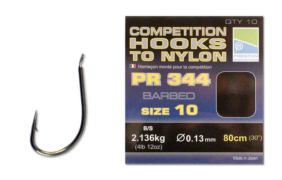 Barbed Preston Competition Hooks to Nylon-Coarse Hooks-Preston Innovations-Size 20 - 333-Irish Bait & Tackle